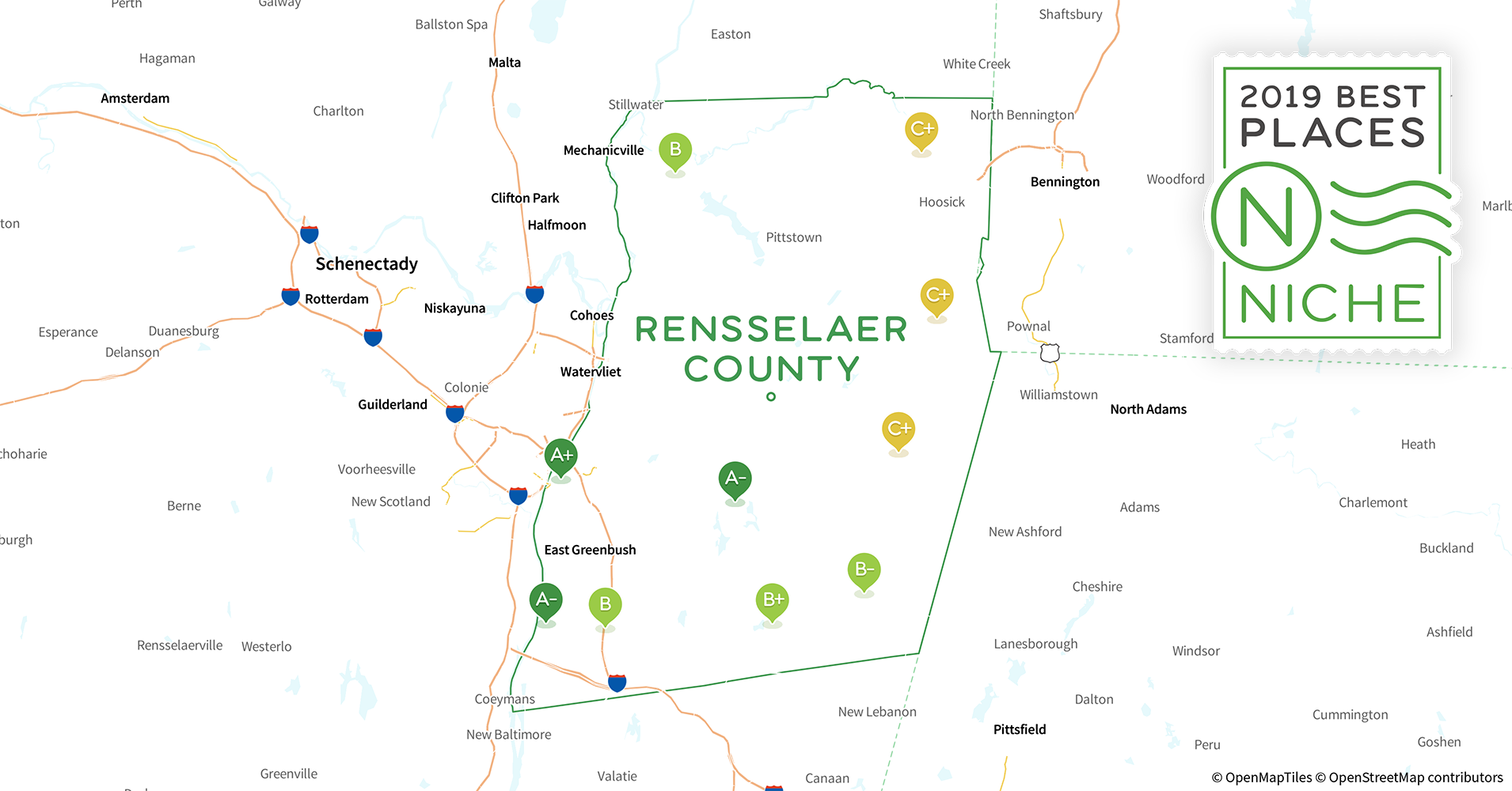 Rensselaer County Map Of Towns