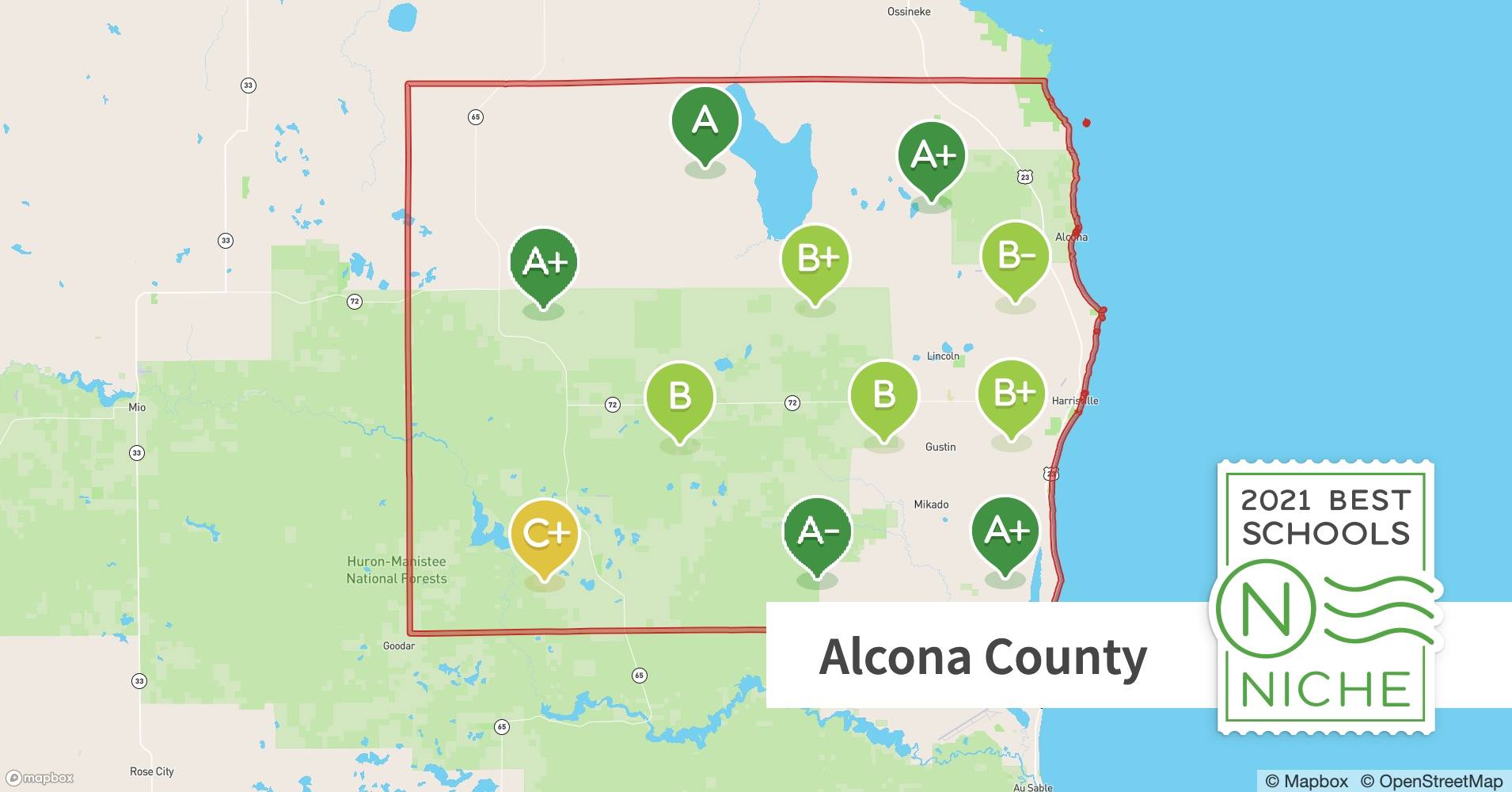 Alcona County Map