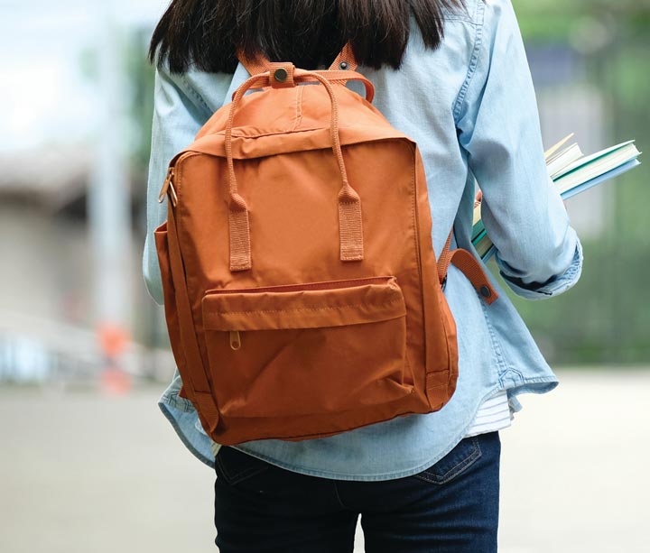 Student wearing backpack
